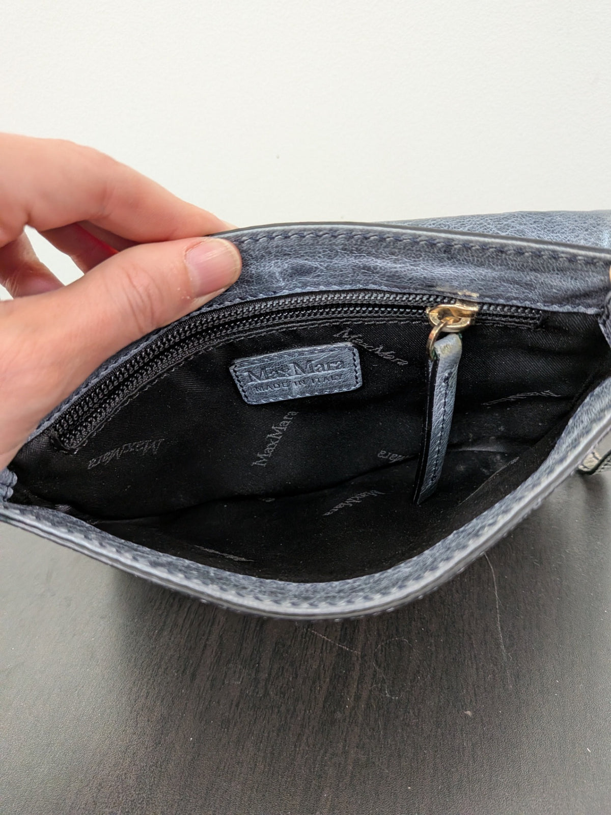 Max Mara blue wristlet