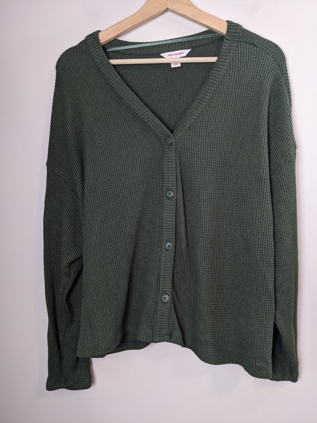 Joe Fresh Green Waffle Long Sleeve - M