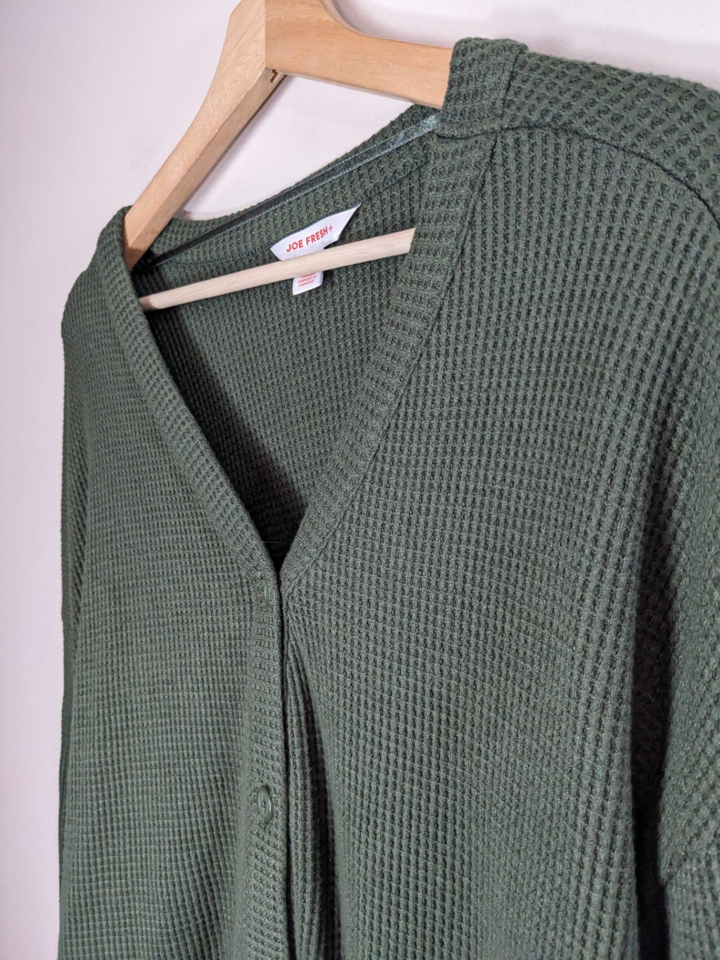Joe Fresh Green Waffle Long Sleeve - M