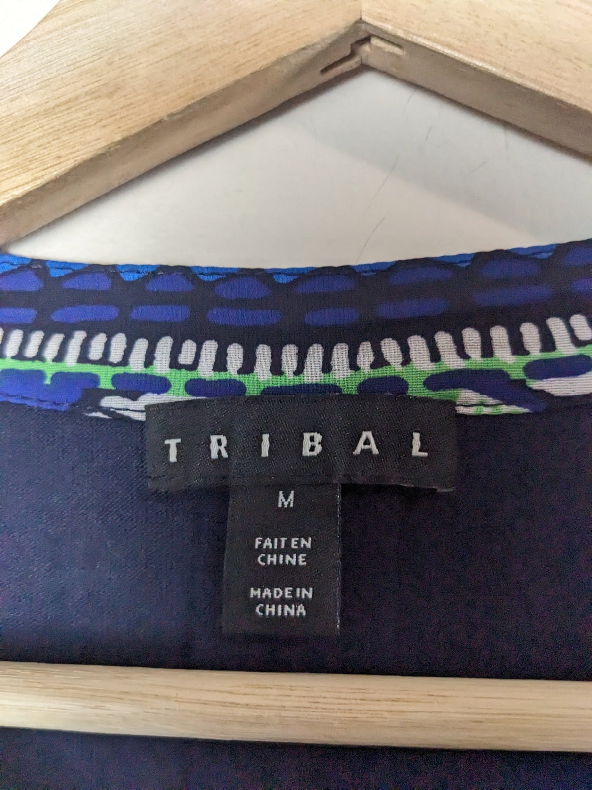 TRIBAL Navy Patterned Blouse - M