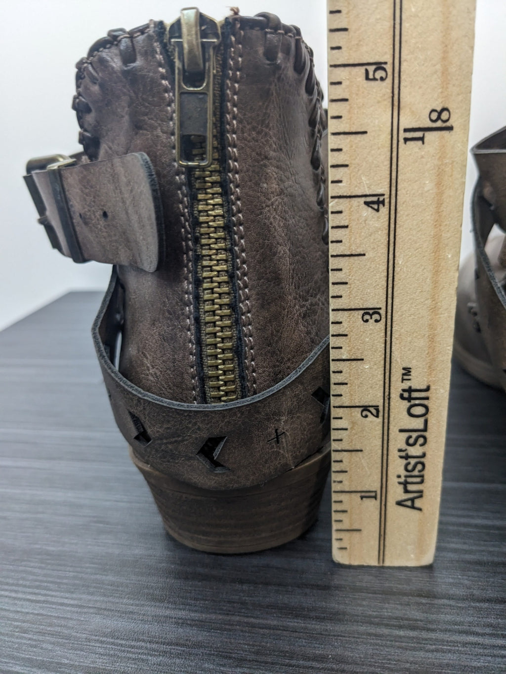 Brown Wrapped Buckle Ankle Boots - 8