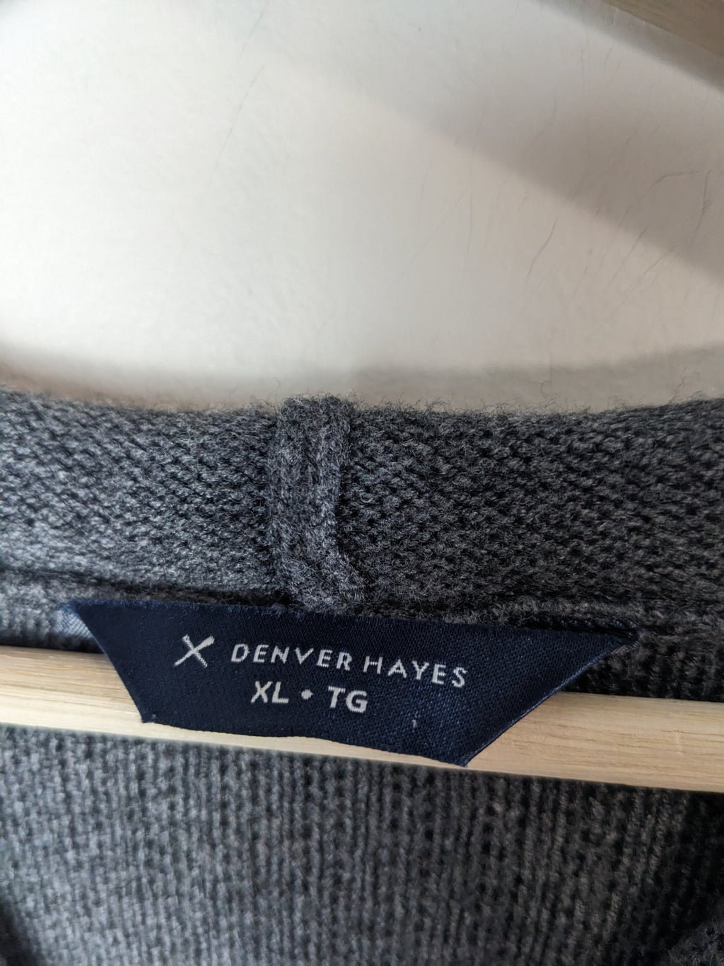 DENVER HAYES Dark Grey Knitted Hoodie - XL