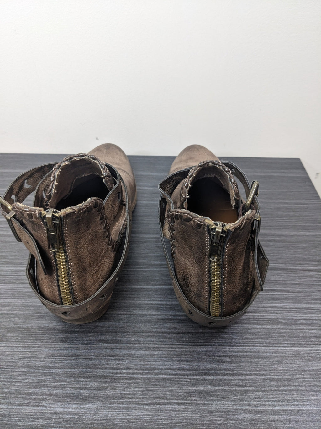 Brown Wrapped Buckle Ankle Boots - 8