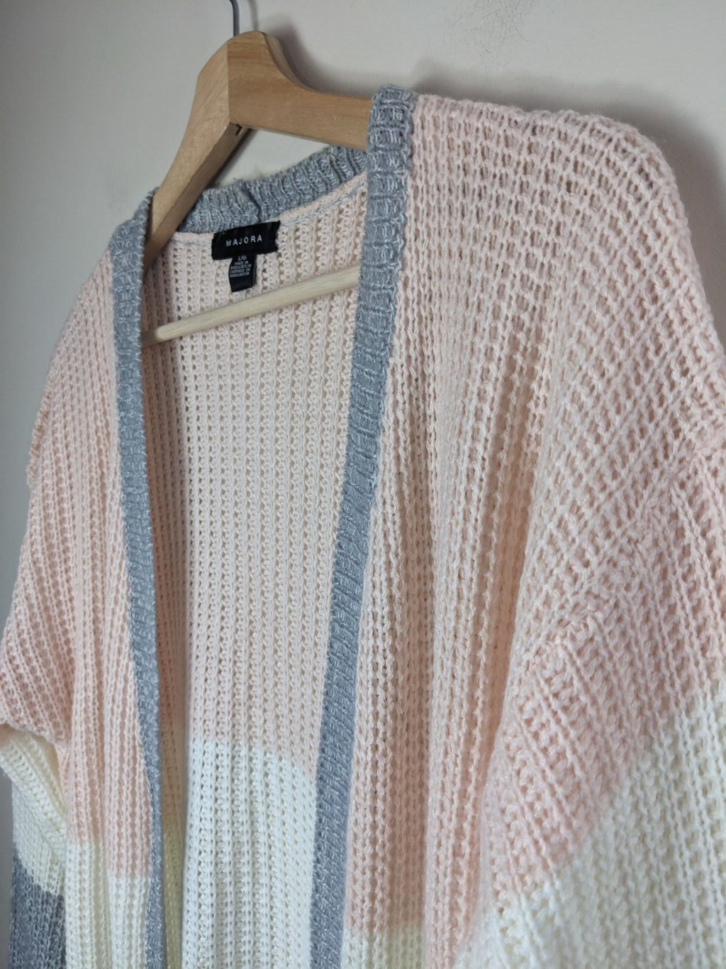 Majora Pink & Grey Striped Cardigan - L
