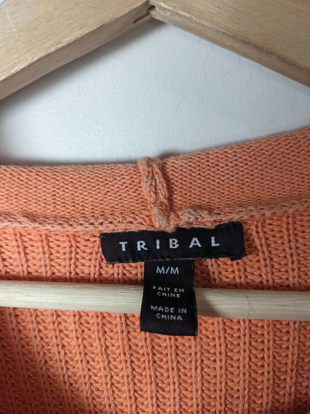 TRIBAL Orange Knitted Hoodie - L