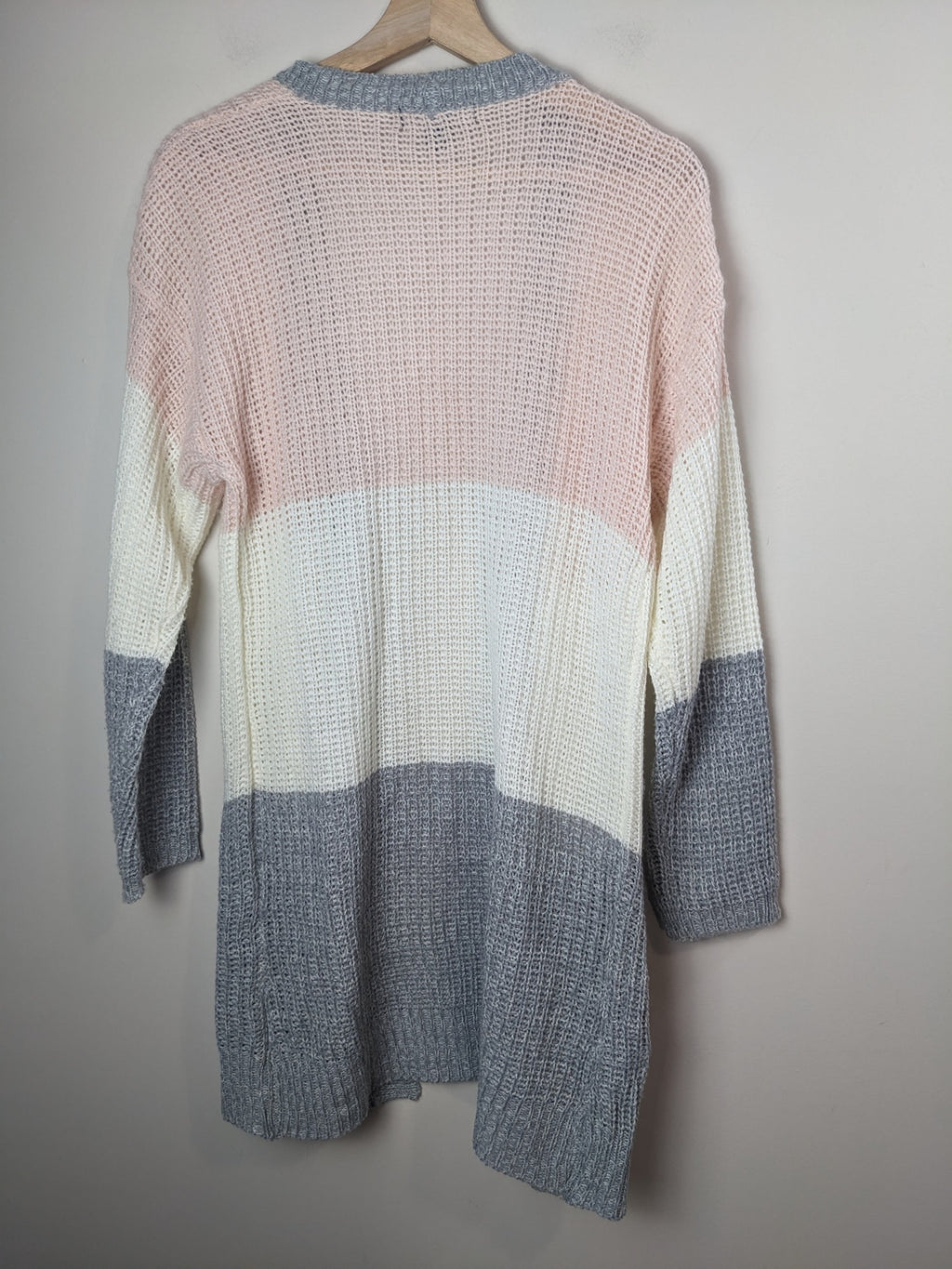 Majora Pink & Grey Striped Cardigan - L