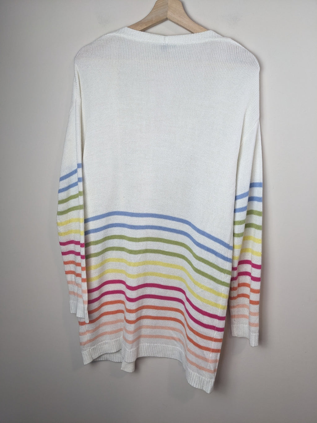 Charlie B White Rainbow Striped Cardigan - L
