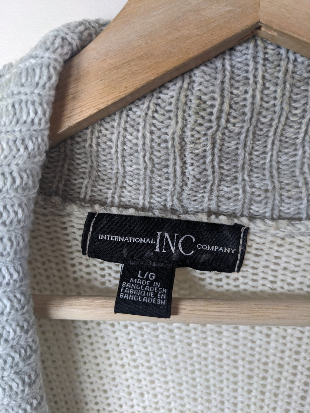 INC International Company Grey Striped Belted Cardigan - L