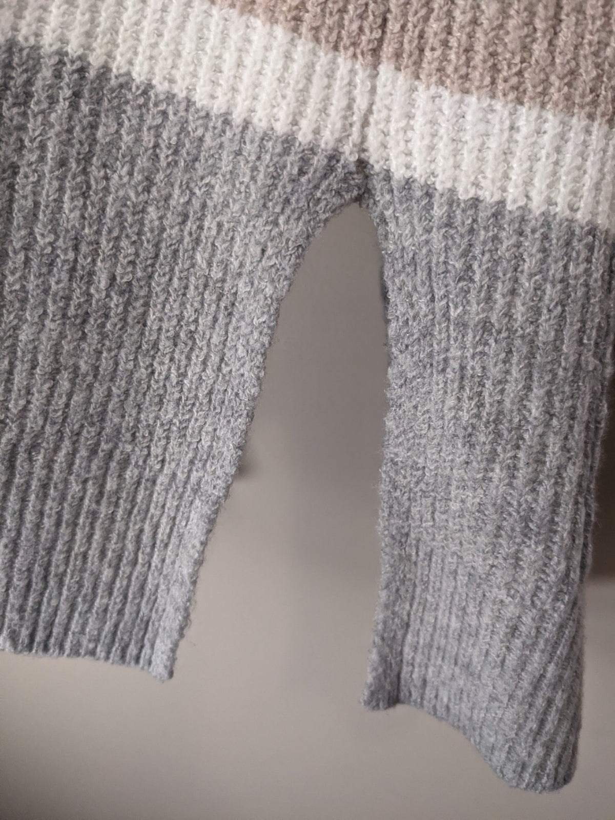 LOVE SCARLETT Tan & Grey Striped Hooded Cardigan - S