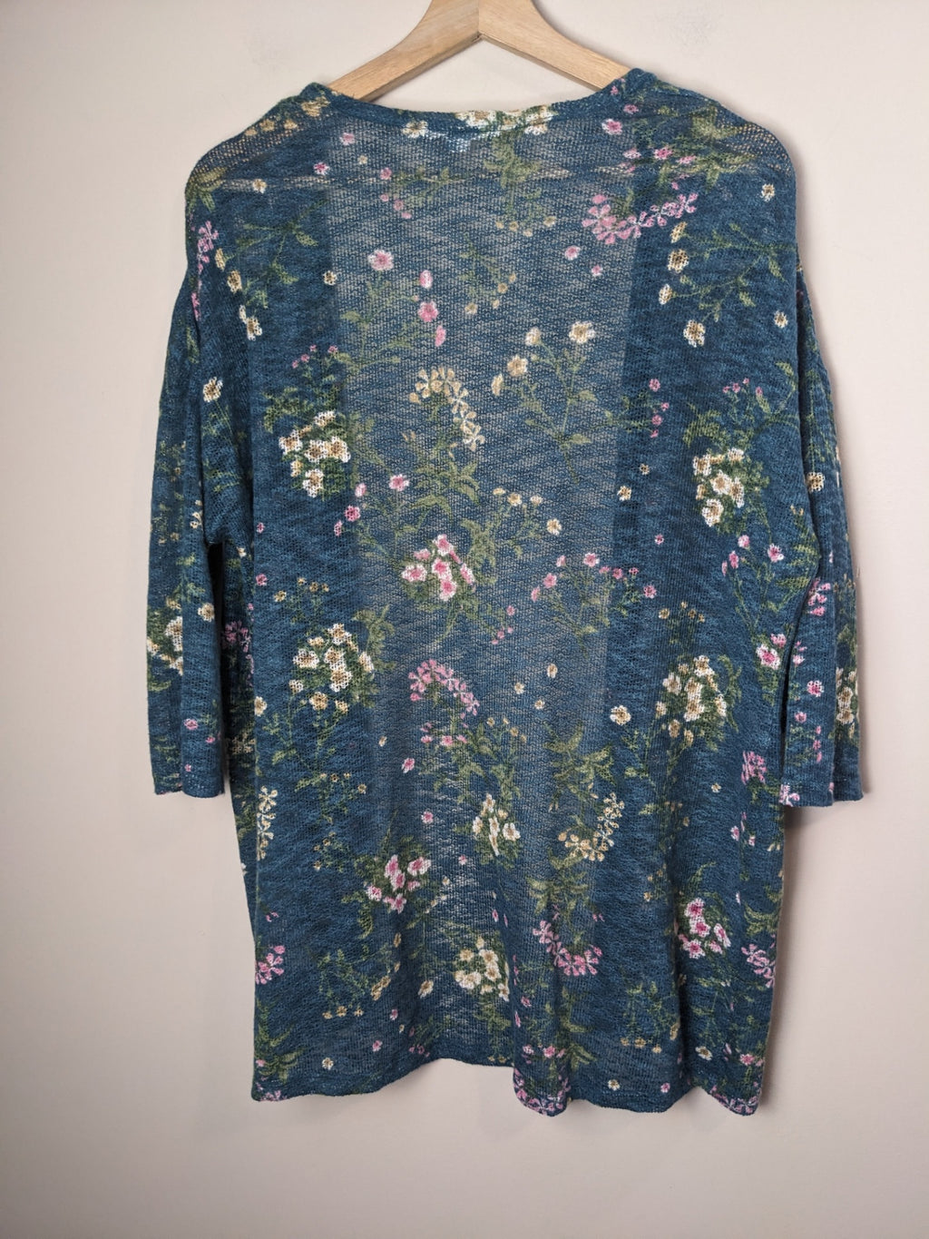 Warehouse One Teal Floral Cardigan - L