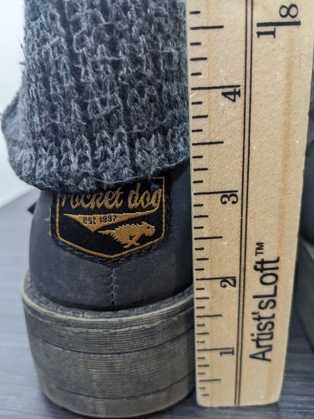 Rocket Dog Grey Knit Overlay Ankle Boots - 8.5