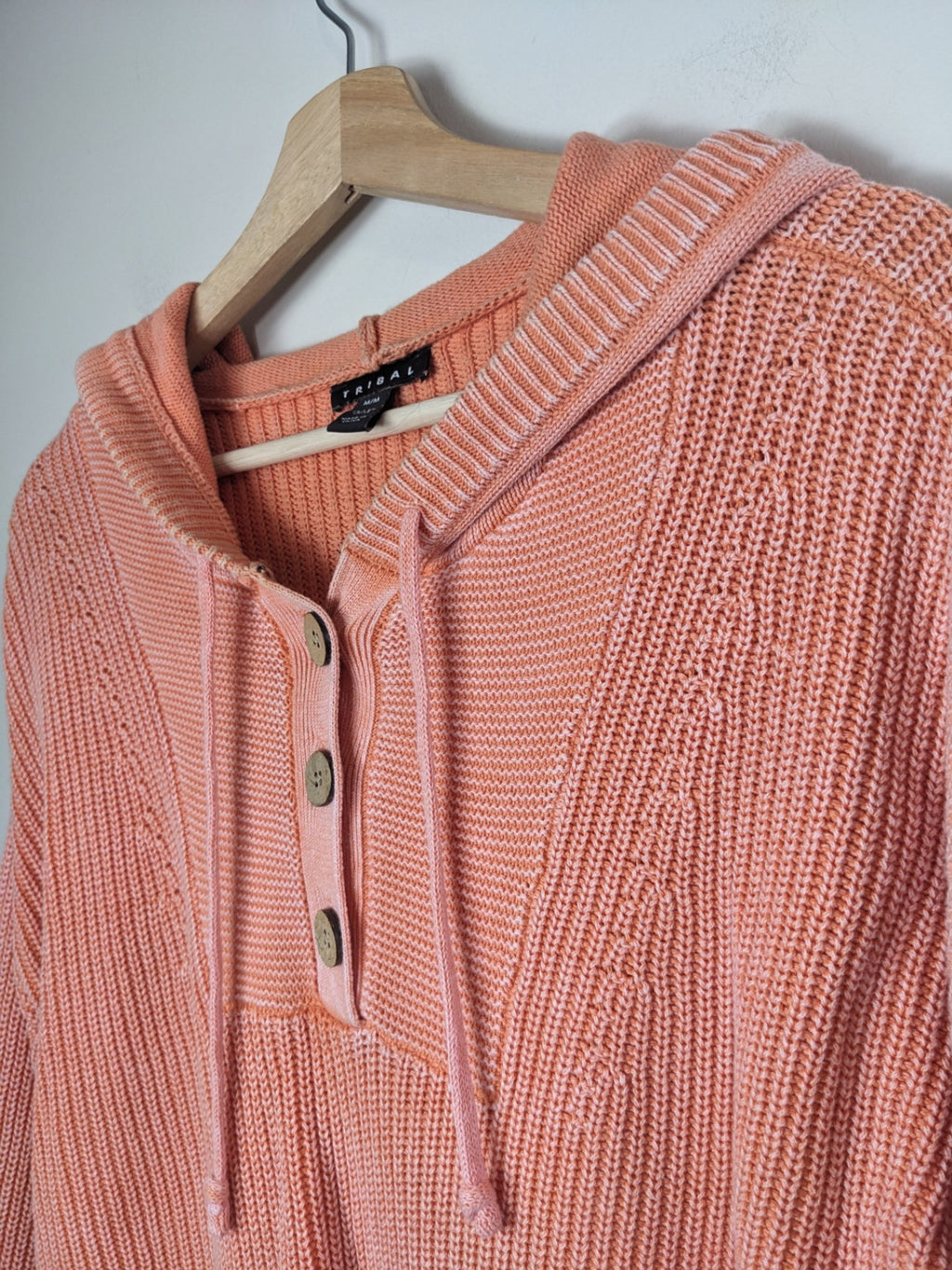 TRIBAL Orange Knitted Hoodie - L