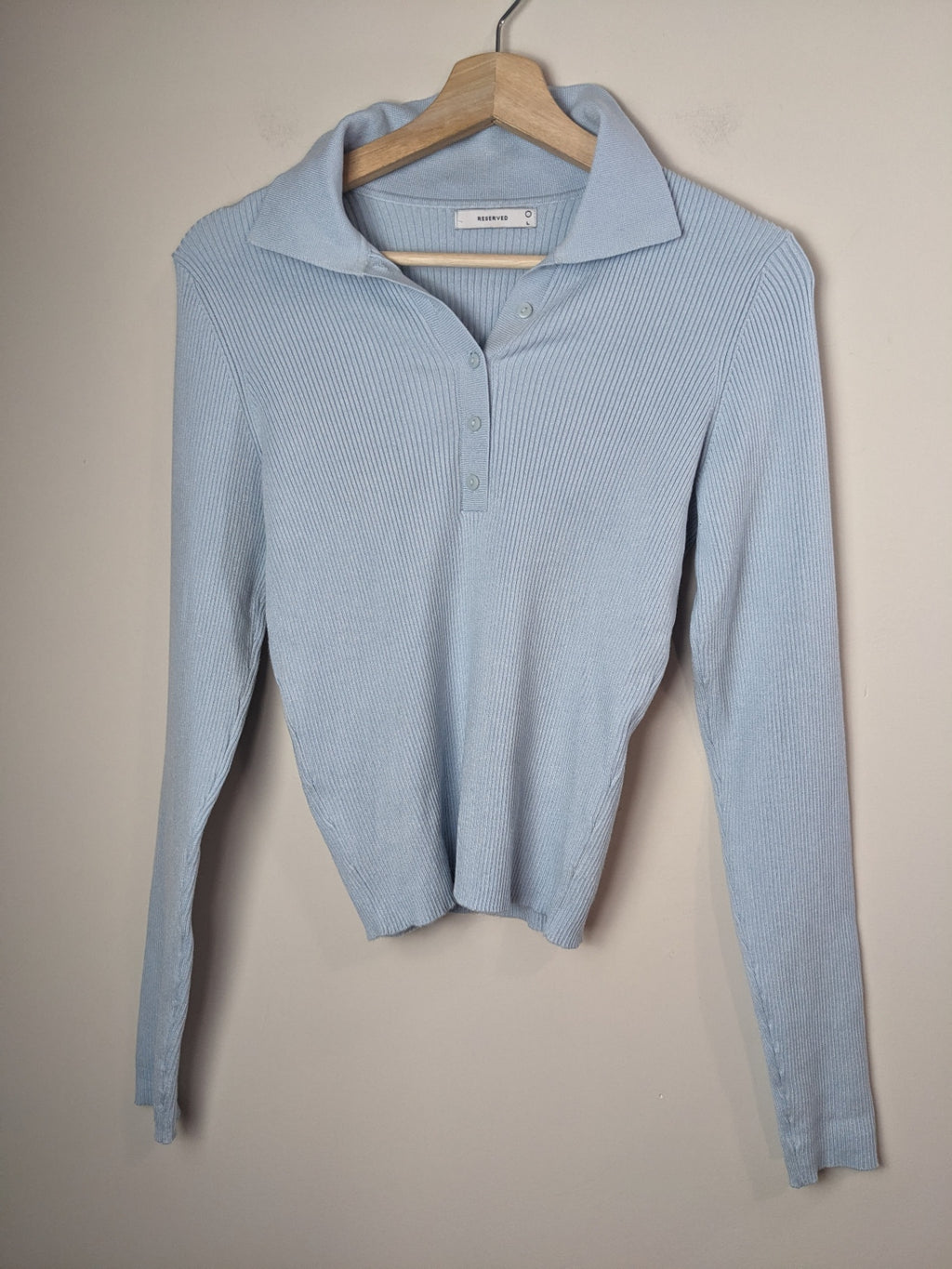 RESERVED Light Blue Collared Long Sleeve - L