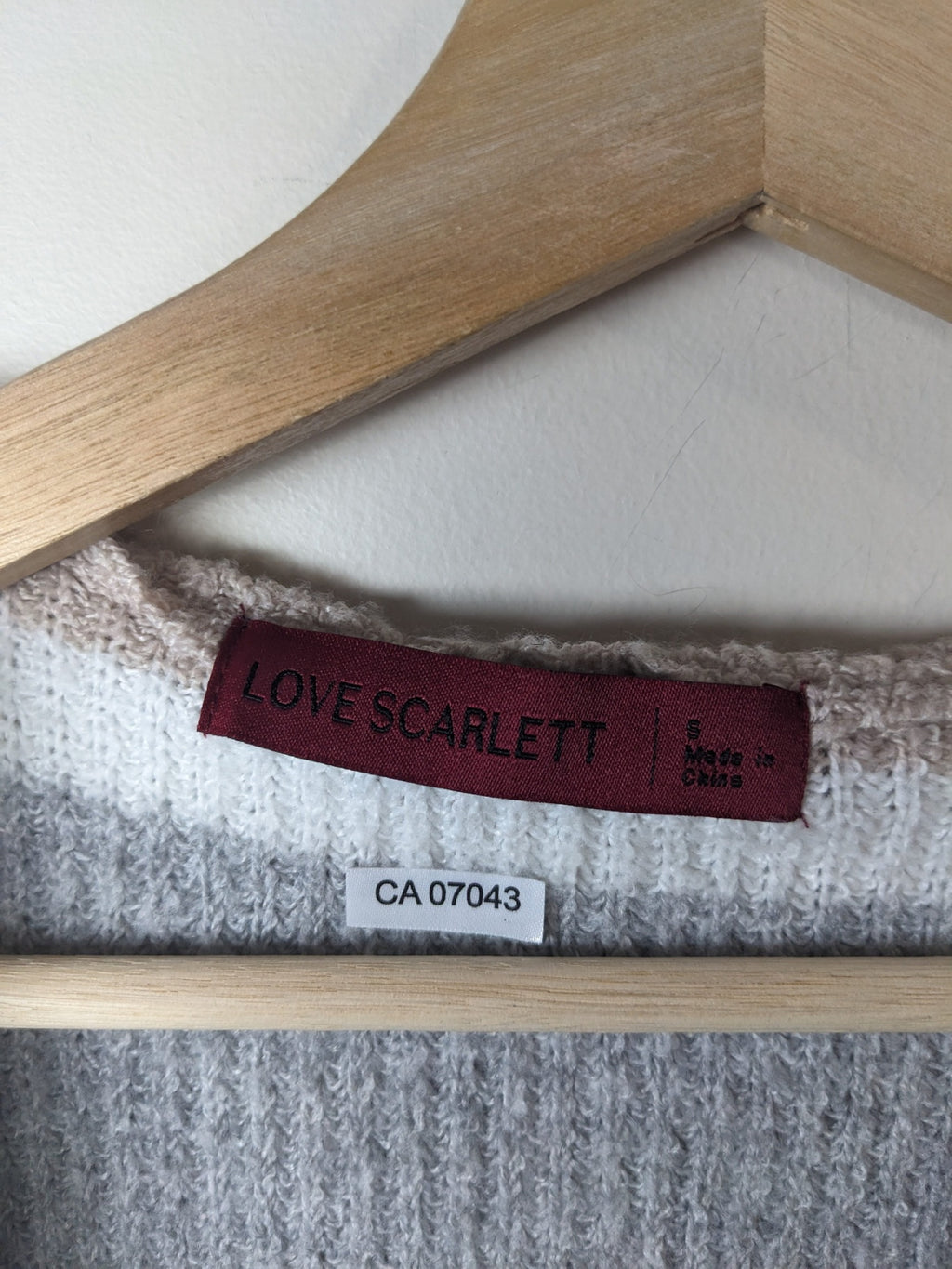 LOVE SCARLETT Tan & Grey Striped Hooded Cardigan - S