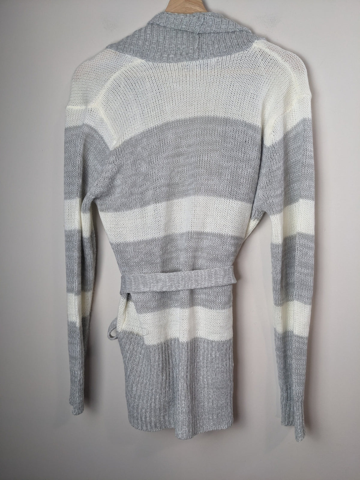 INC International Company Grey Striped Belted Cardigan - L