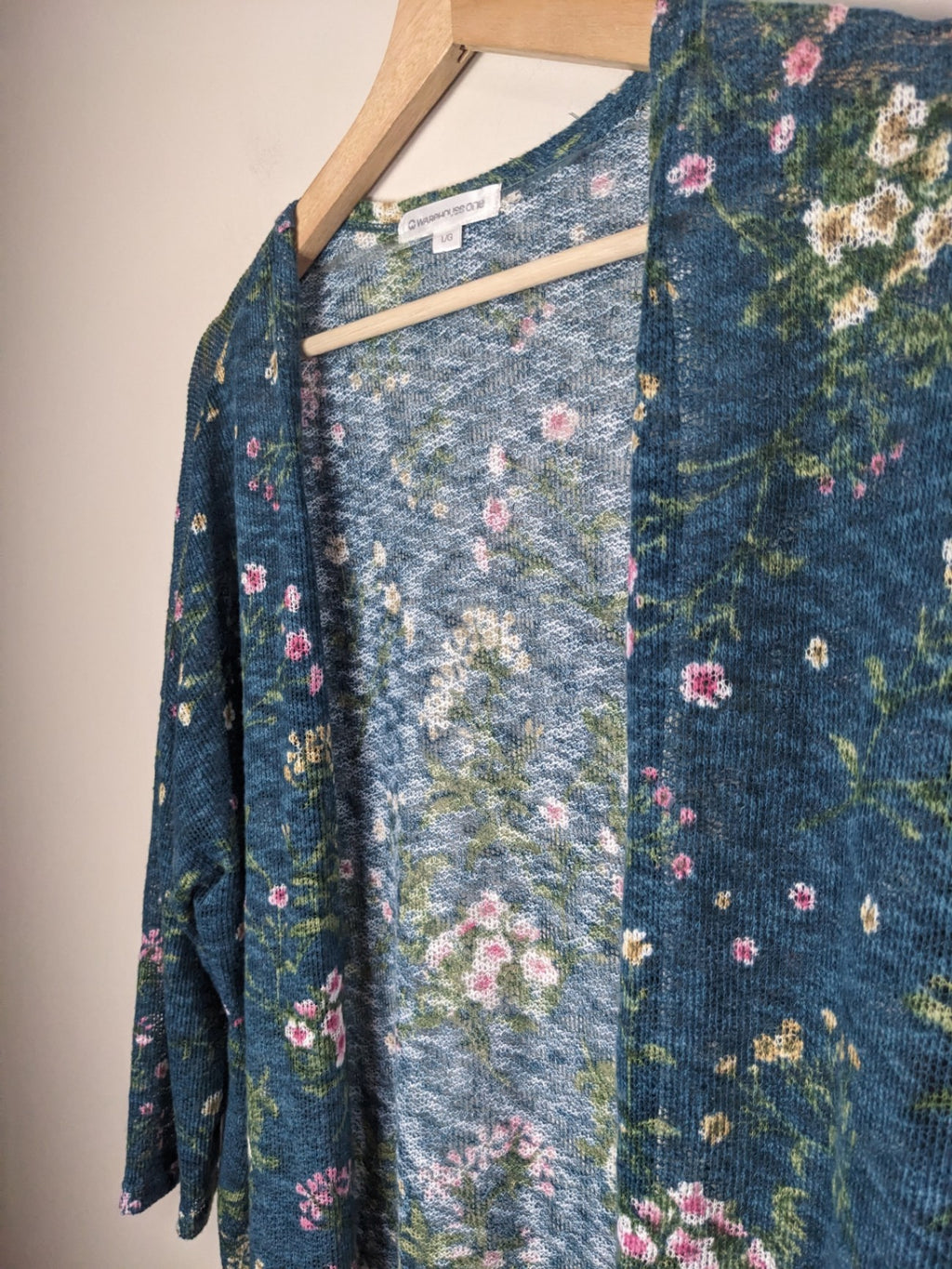 Warehouse One Teal Floral Cardigan - L