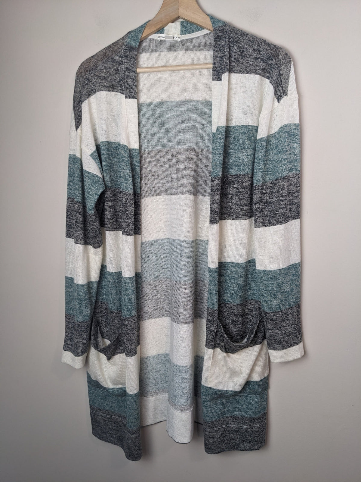 Warehouse One Green Striped Cardigan - M