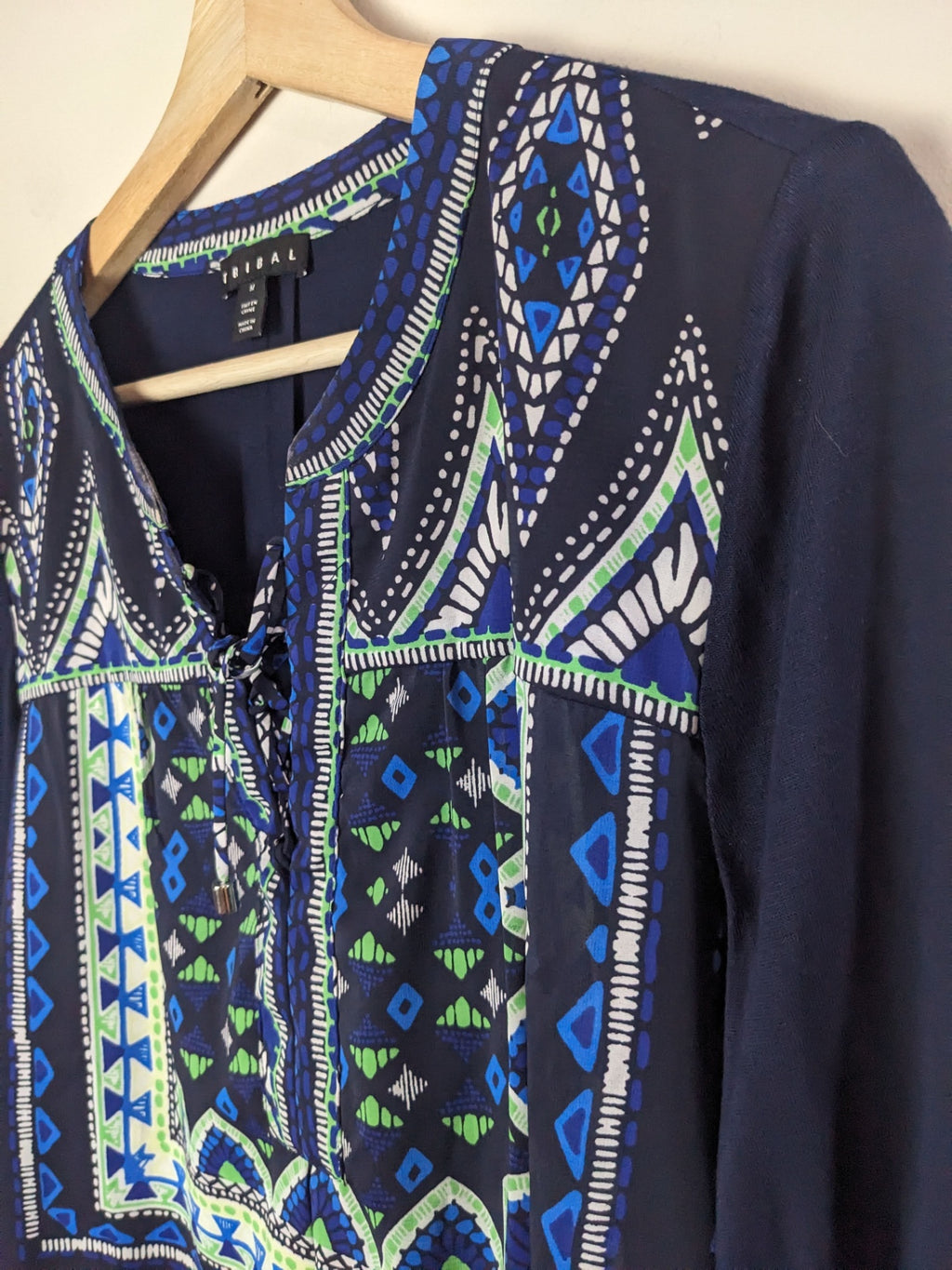 TRIBAL Navy Patterned Blouse - M