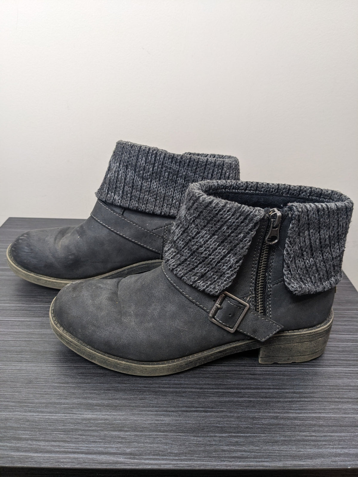 Rocket Dog Grey Knit Overlay Ankle Boots - 8.5