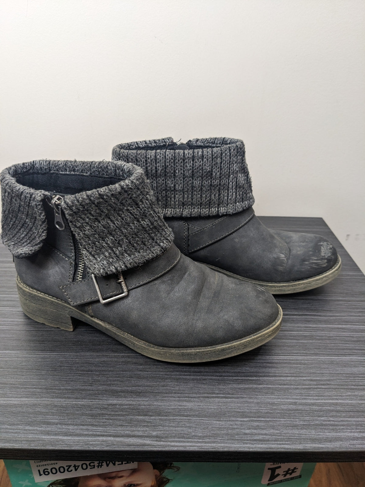Rocket Dog Grey Knit Overlay Ankle Boots - 8.5