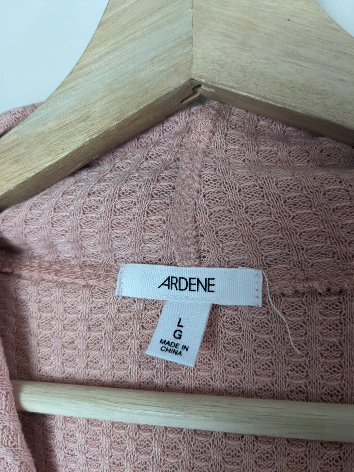Ardene Knit Pink & Grey Striped Hoodie - L