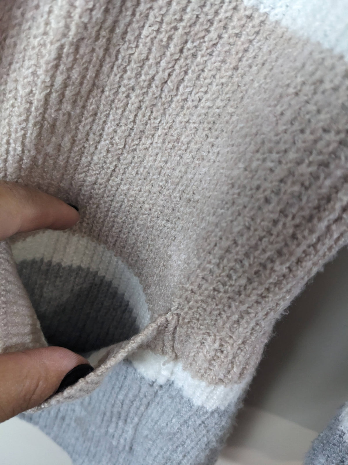 LOVE SCARLETT Tan & Grey Striped Hooded Cardigan - S