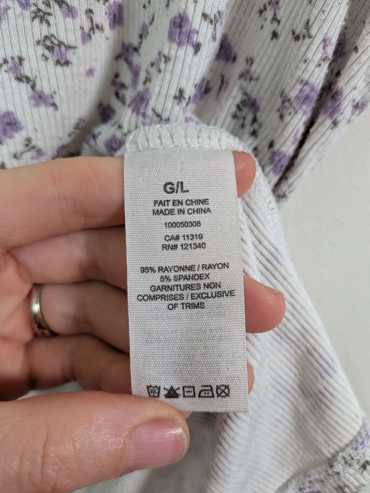 Garage purple floral tee - L