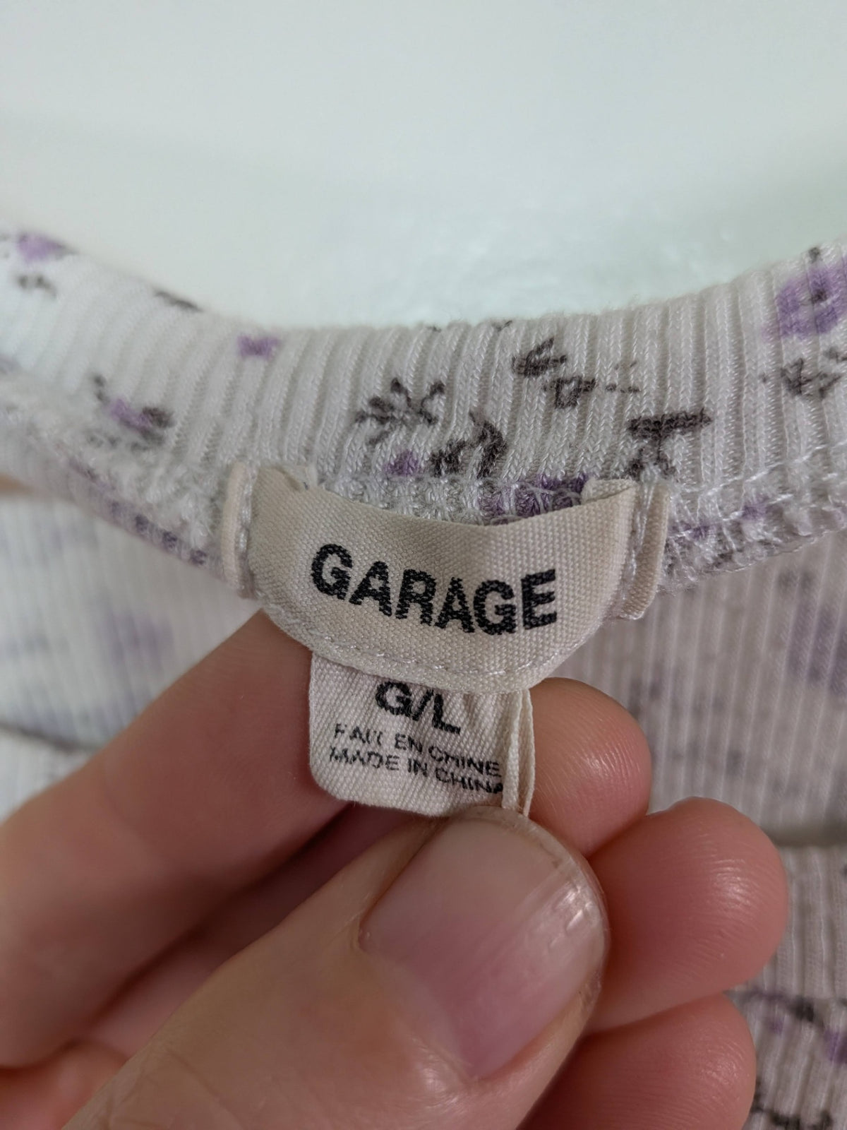 Garage purple floral tee - L