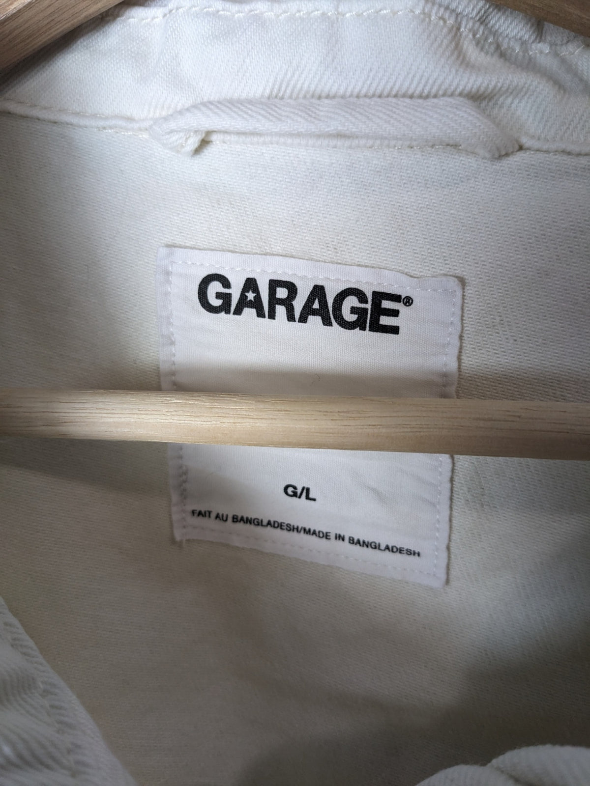 GARAGE White Crop Denim Jacket - L