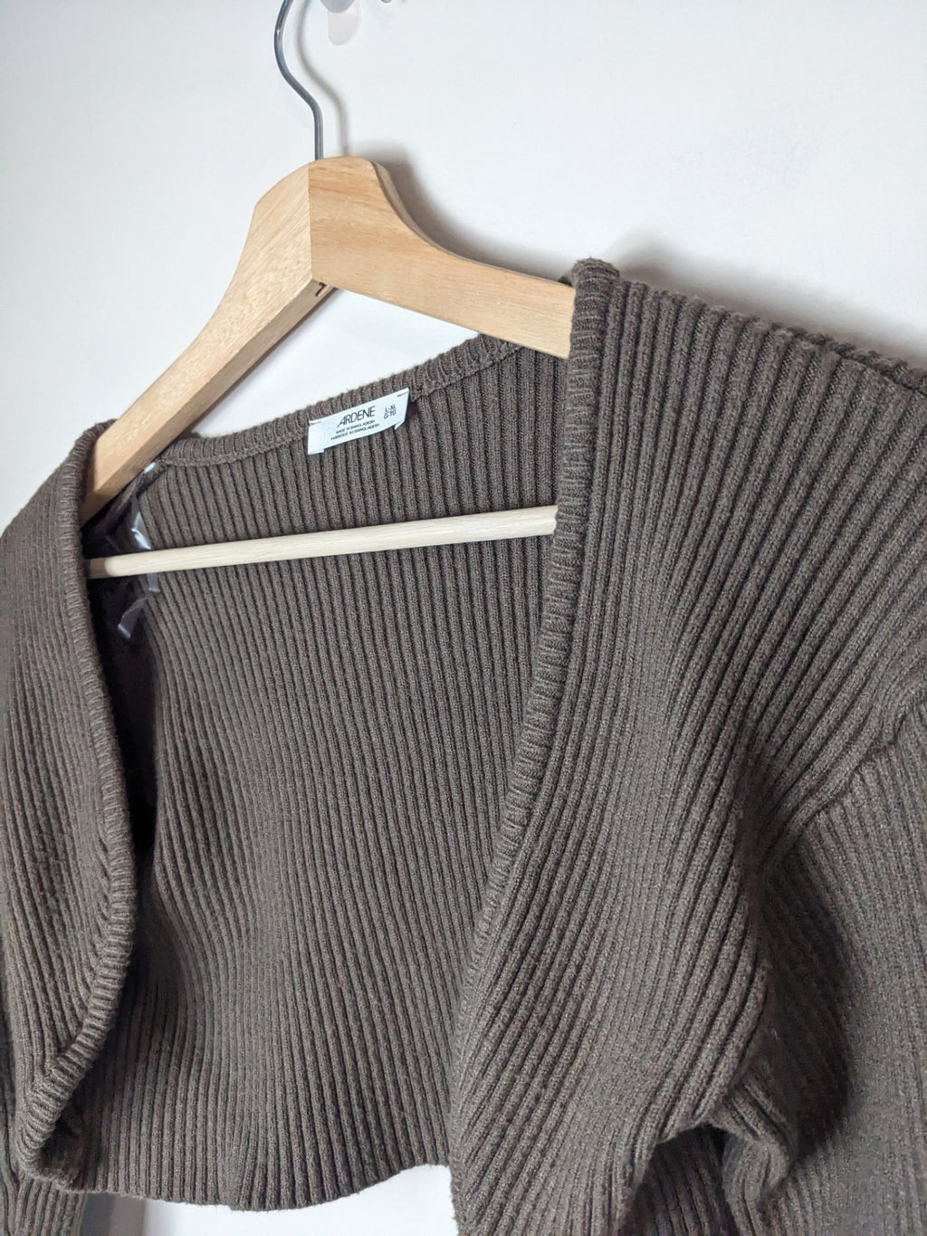 ARDENE Light Brown Crop Cardigan - L