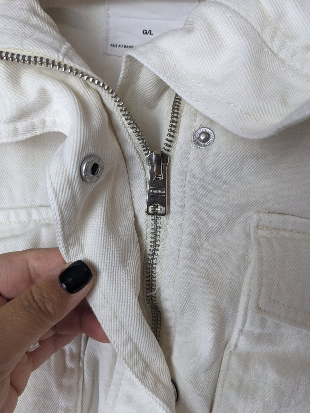 GARAGE White Crop Denim Jacket - L