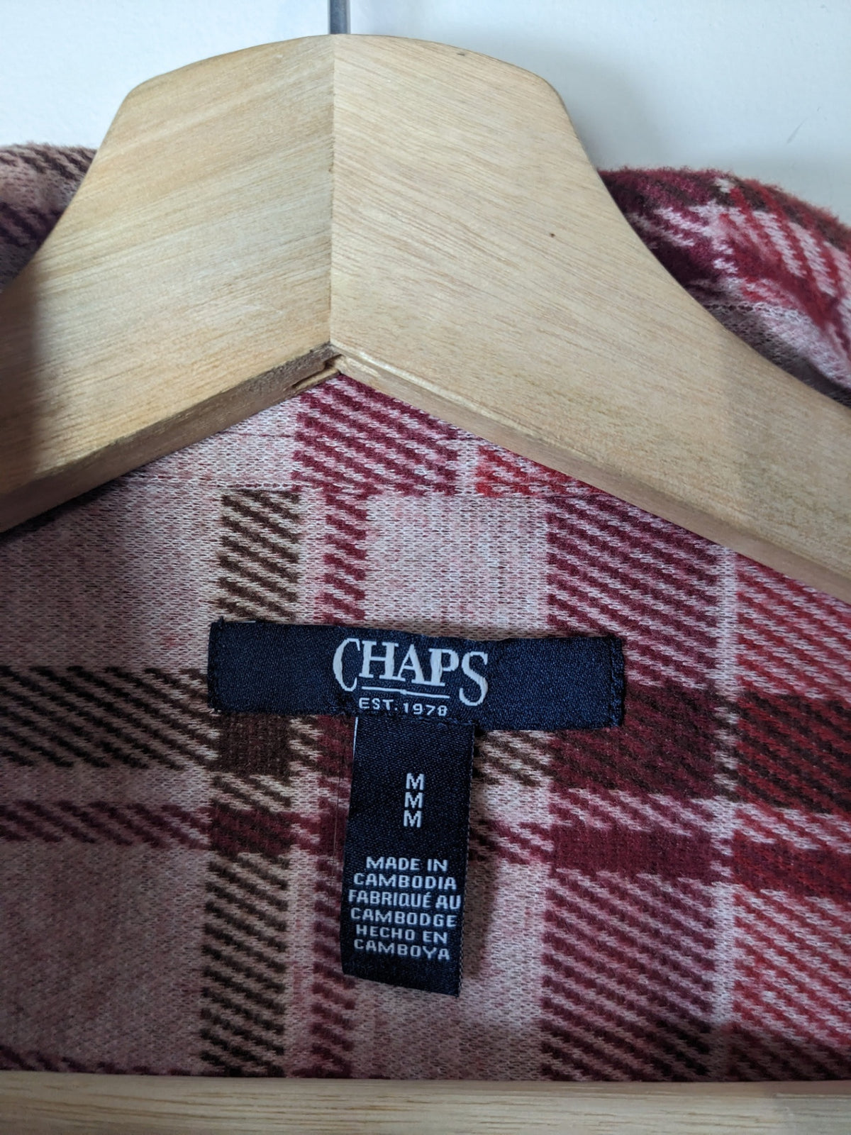 Chaps Red Plaid Flannel Shirt - M