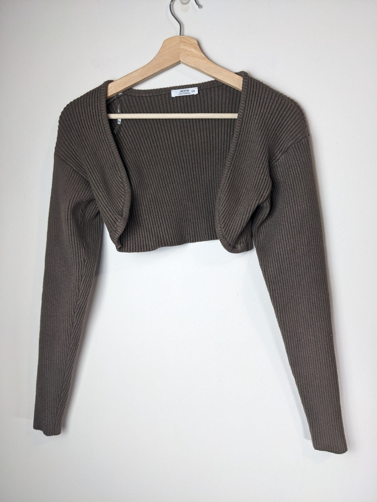 ARDENE Light Brown Crop Cardigan - L