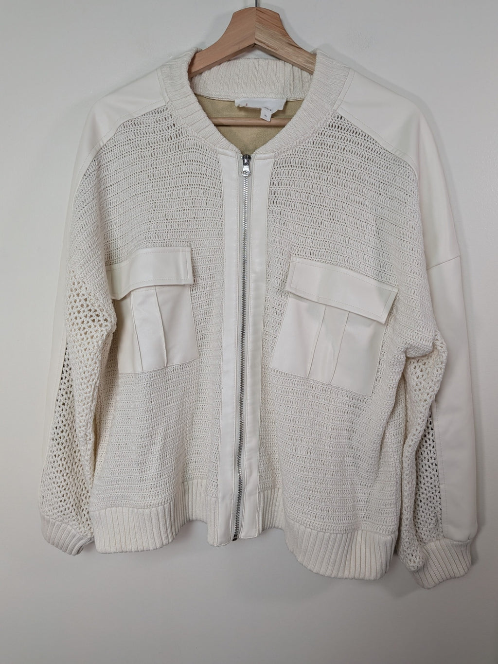 Anthropologie white bomber - XL