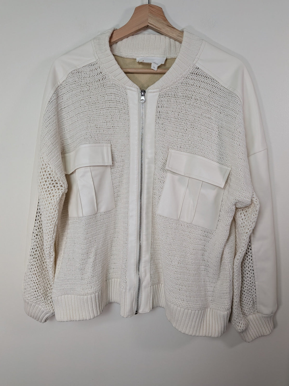 Anthropologie white bomber - XL
