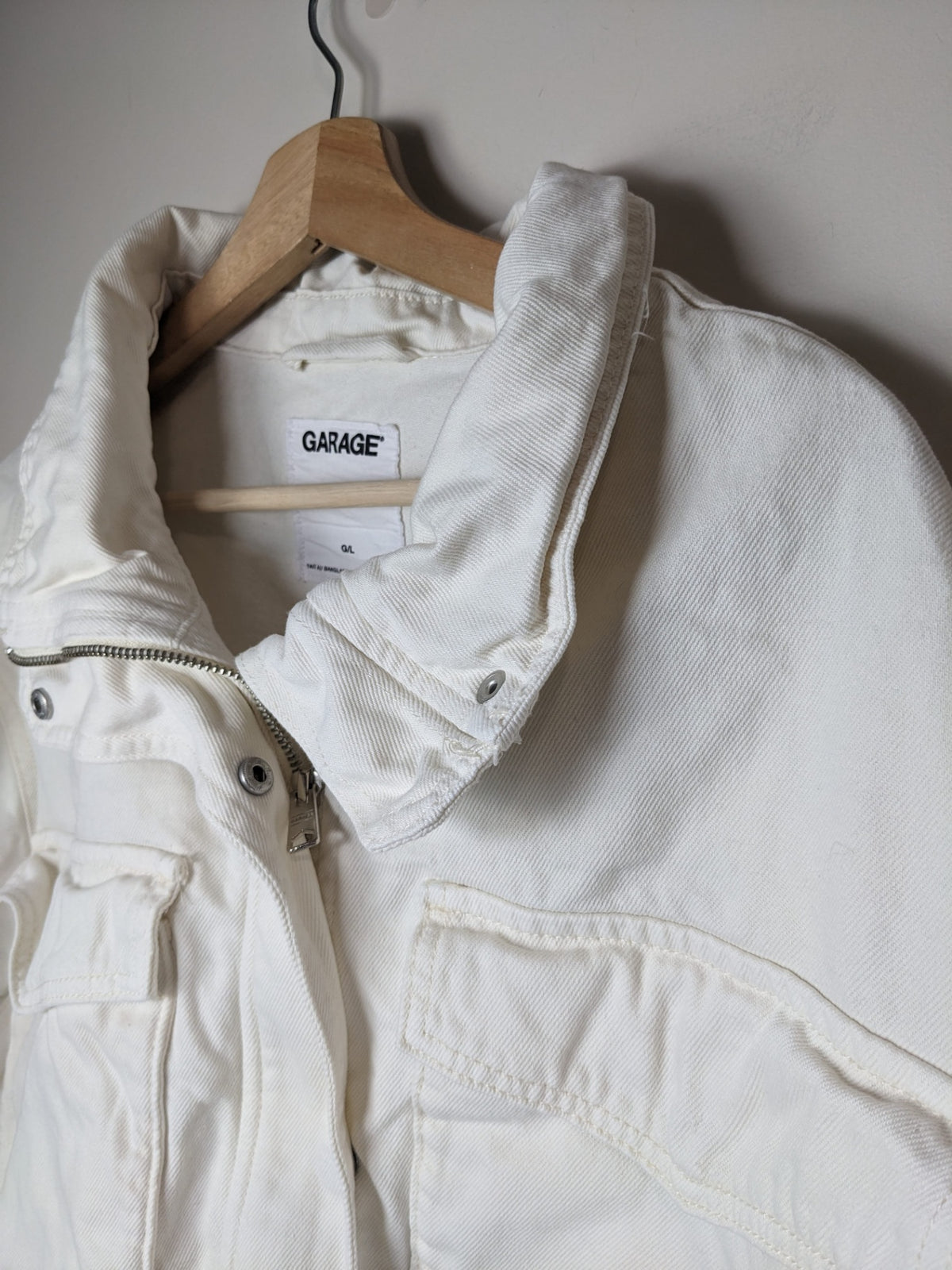 GARAGE White Crop Denim Jacket - L