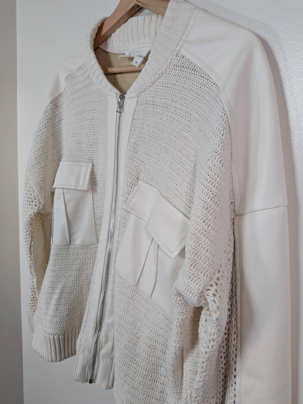 Anthropologie white bomber - XL