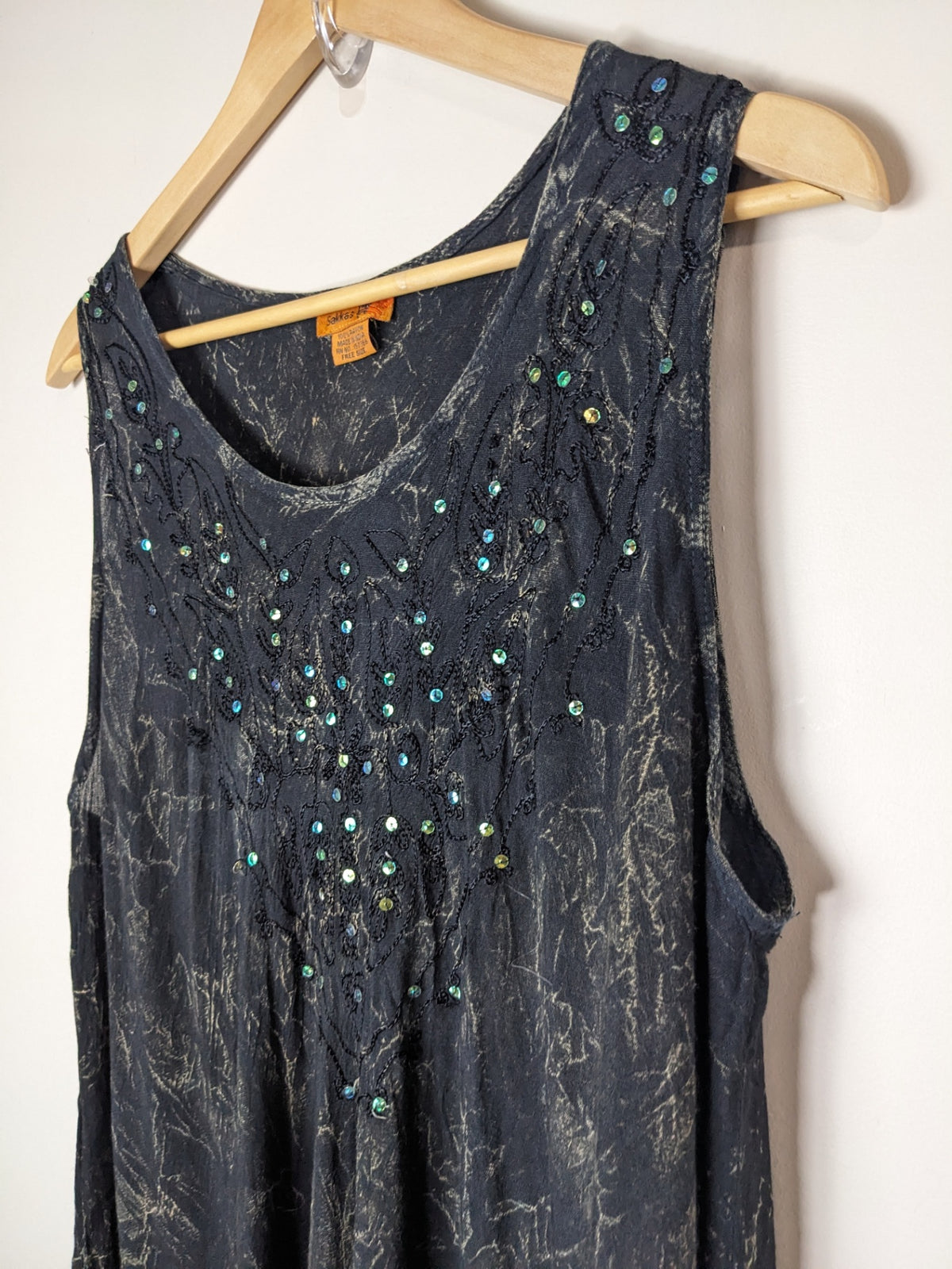 Sakkas Black Distressed Maxi Dress - One Size