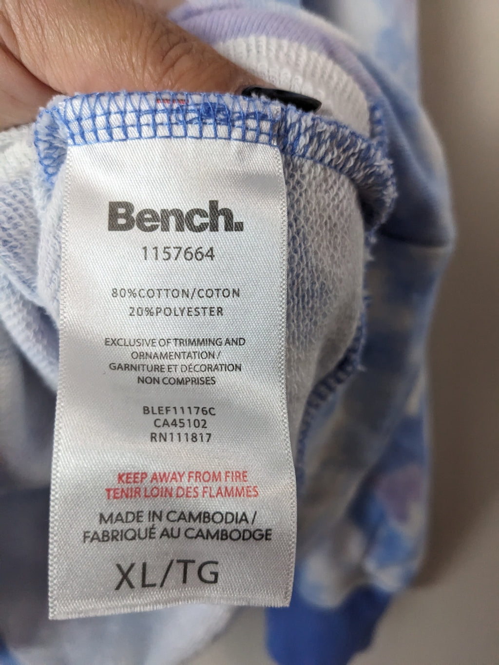 Bench. Tye Dye Blue Hoodie - XL