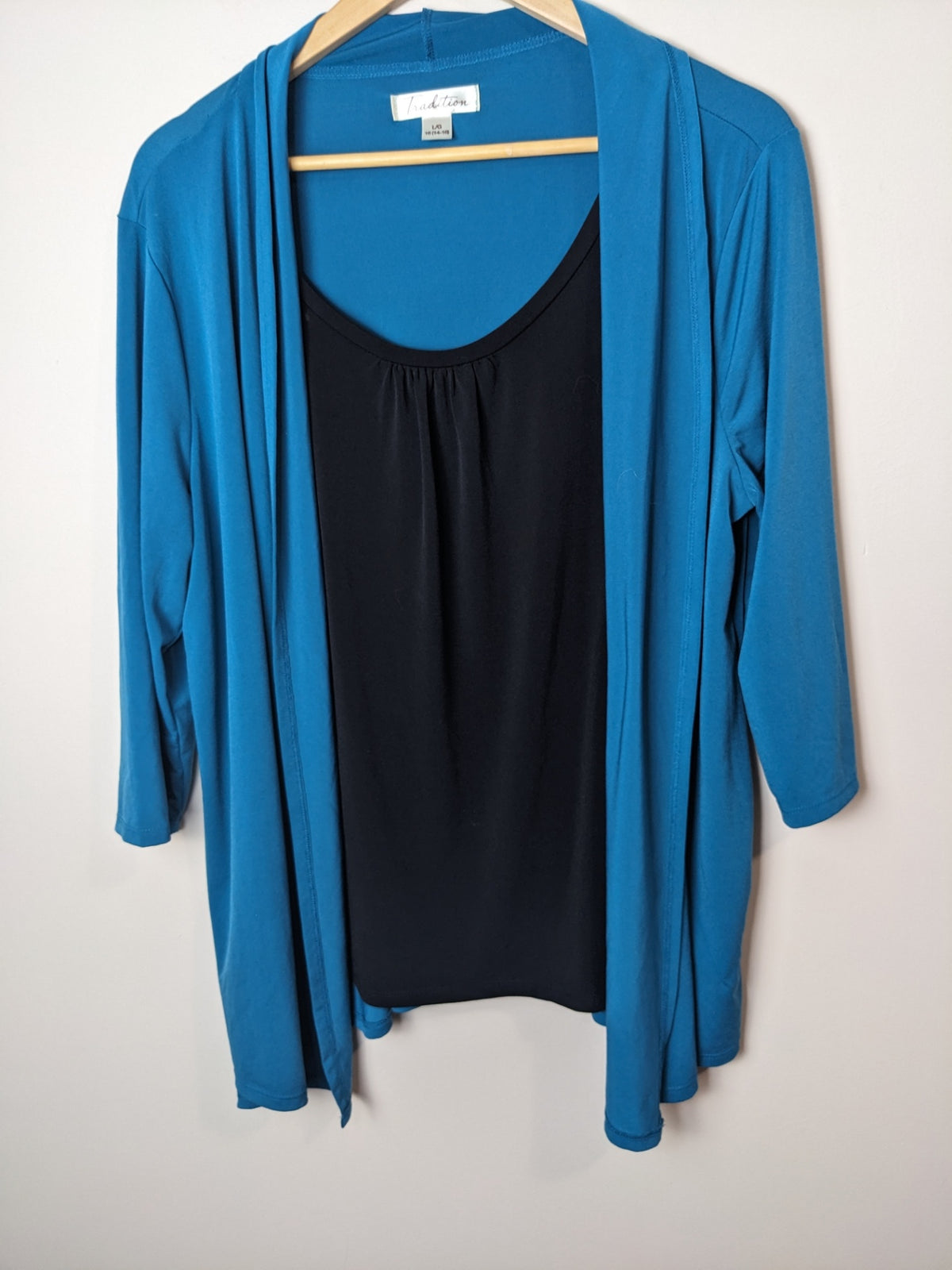Tradition Blue Cardigan with Black Tank Attached - L
