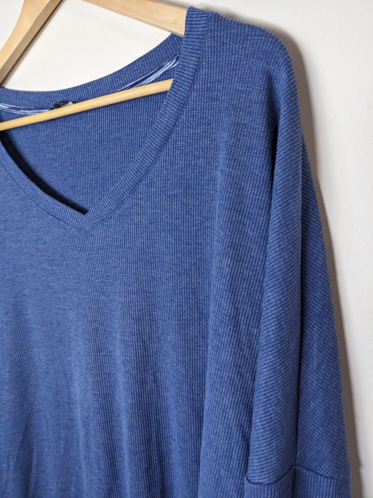 ti Voglio blue waffle knit long sleeve- 2X