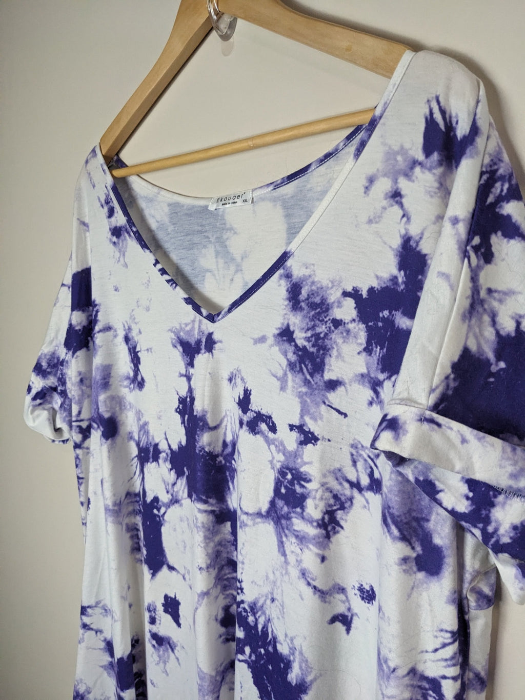 Ekouaer White & Purple Tye Dye Maxi Dress- XXL