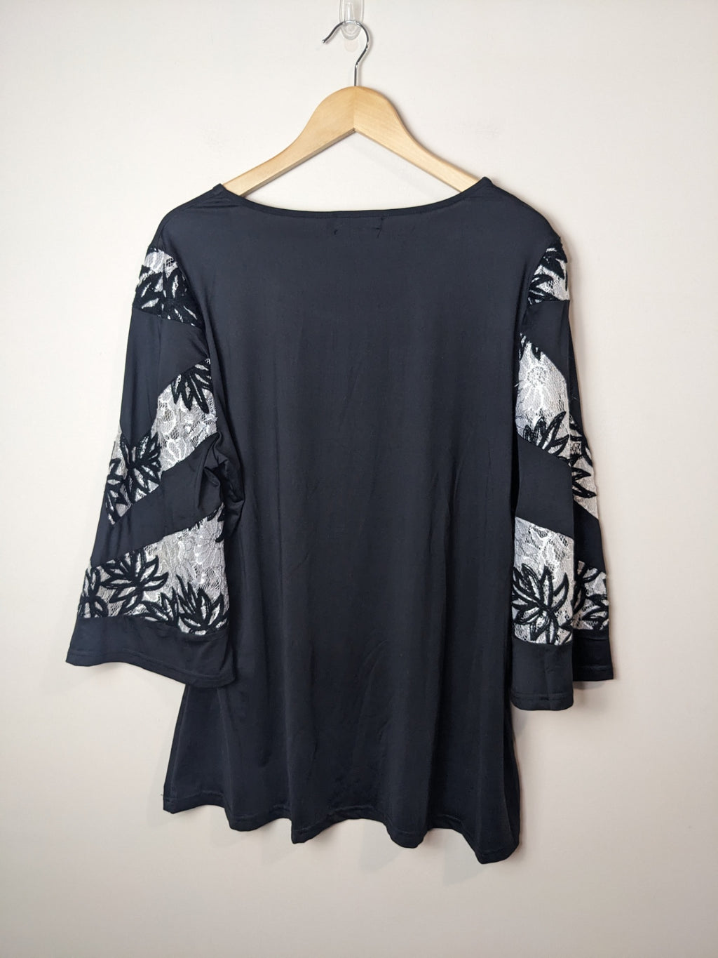 Papa Black Floral Sleeve Blouse - XXL