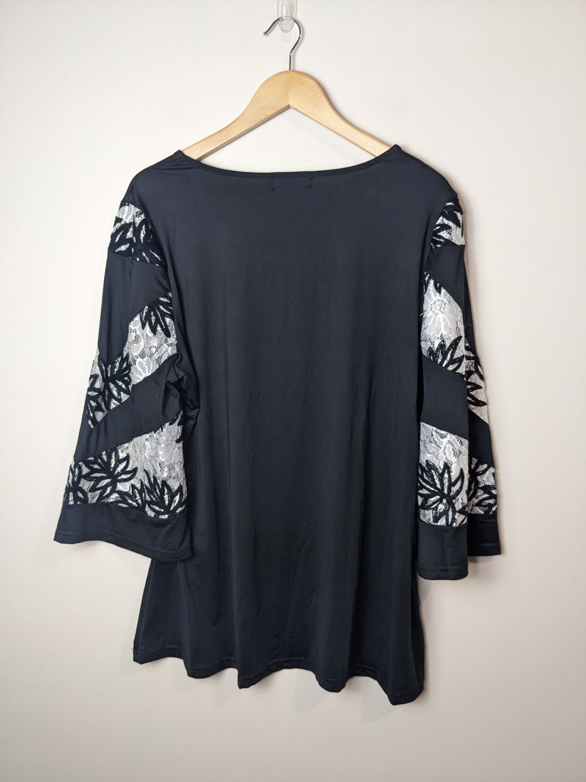 Papa Black Floral Sleeve Blouse - XXL