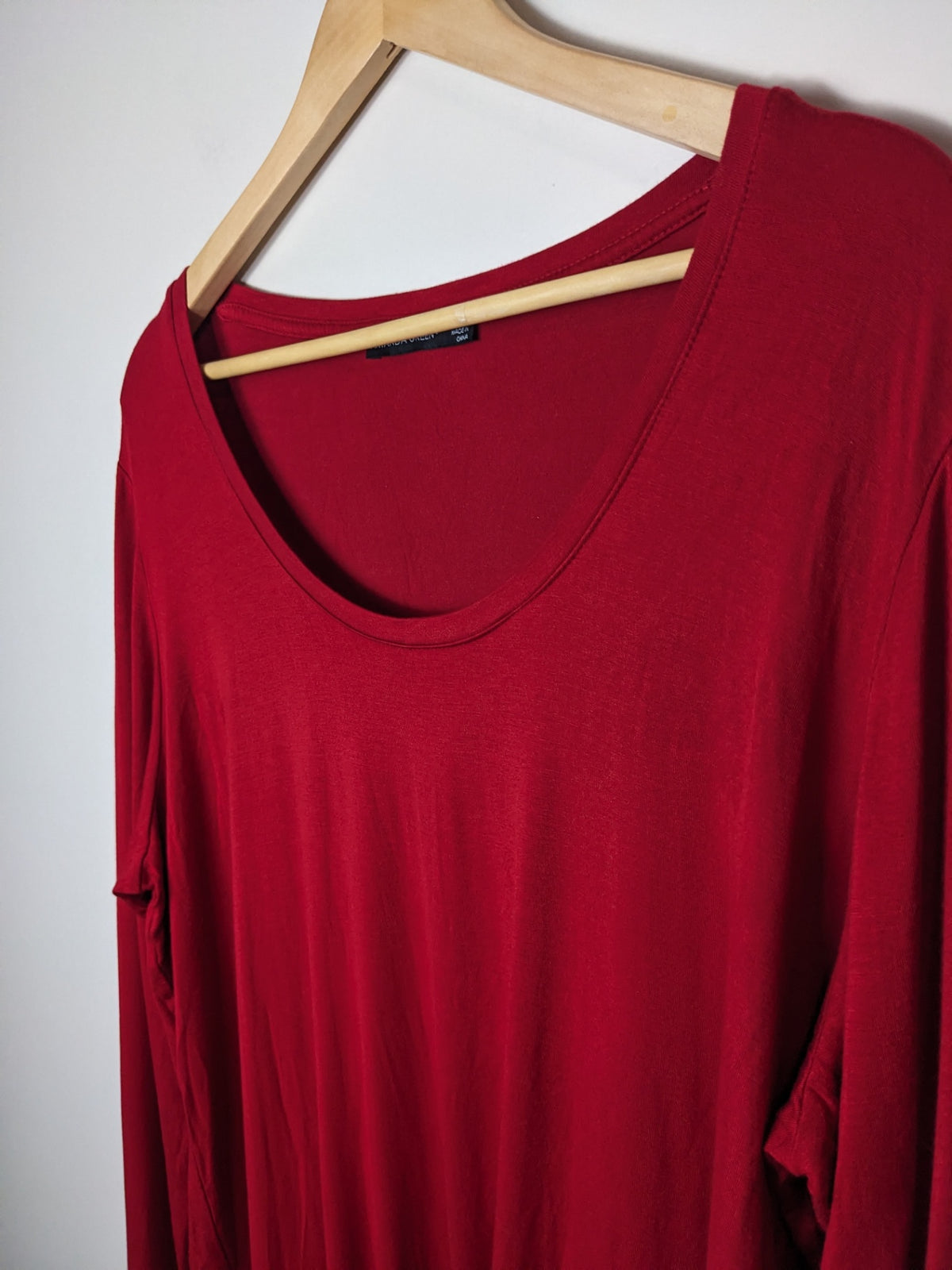 AMANDA GREEN Red Front Tie Long Sleeve - XXL