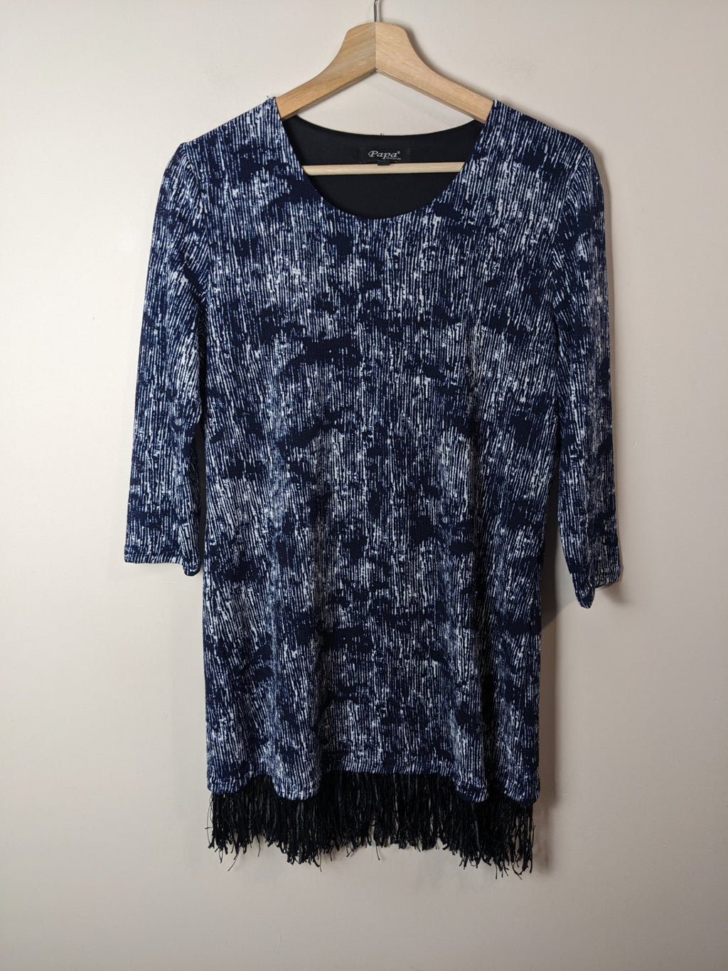 Papa Black Fringe Bottom Dress - L