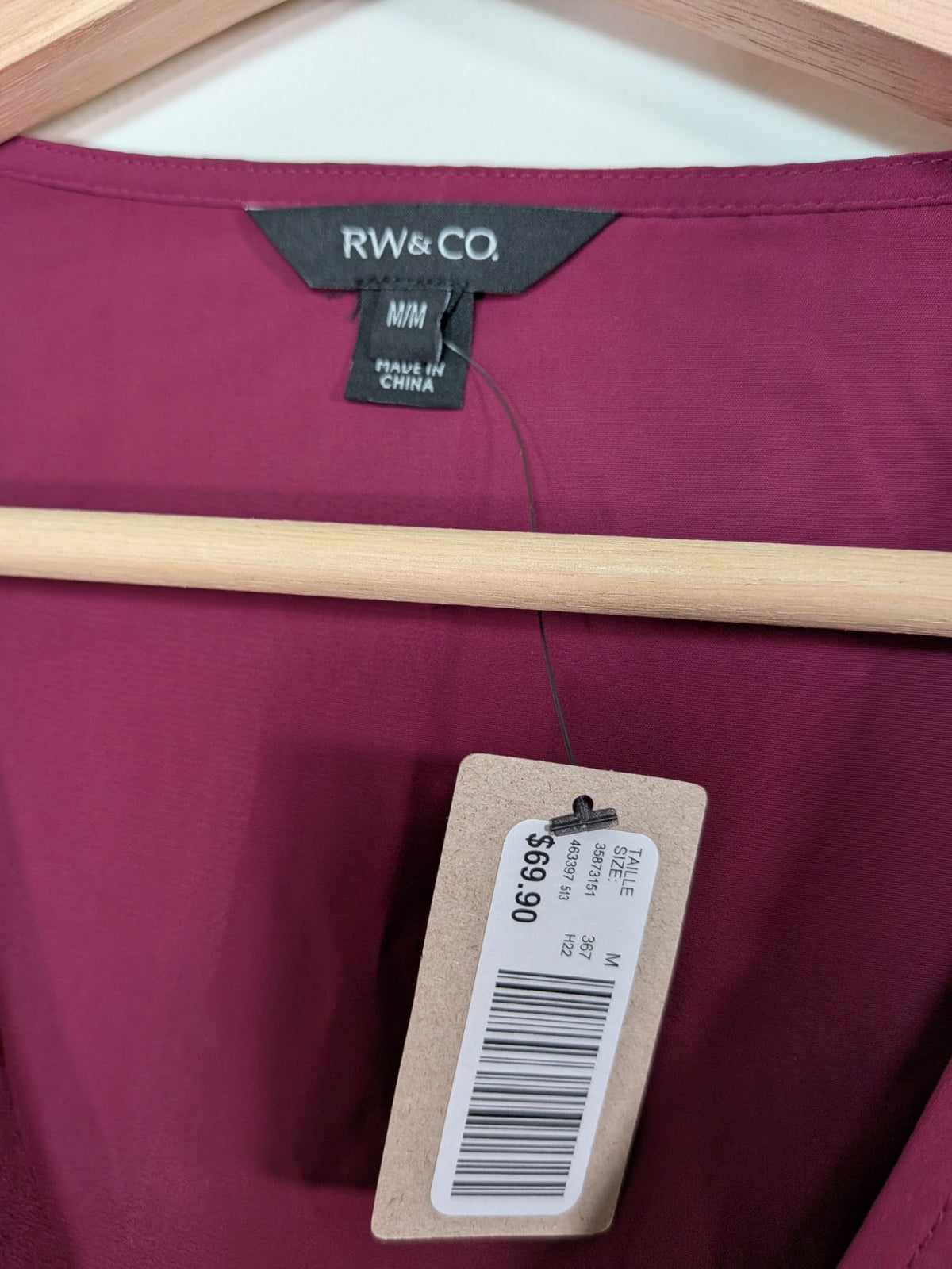 NWT RW&Co. dark fuchsia blouse - M