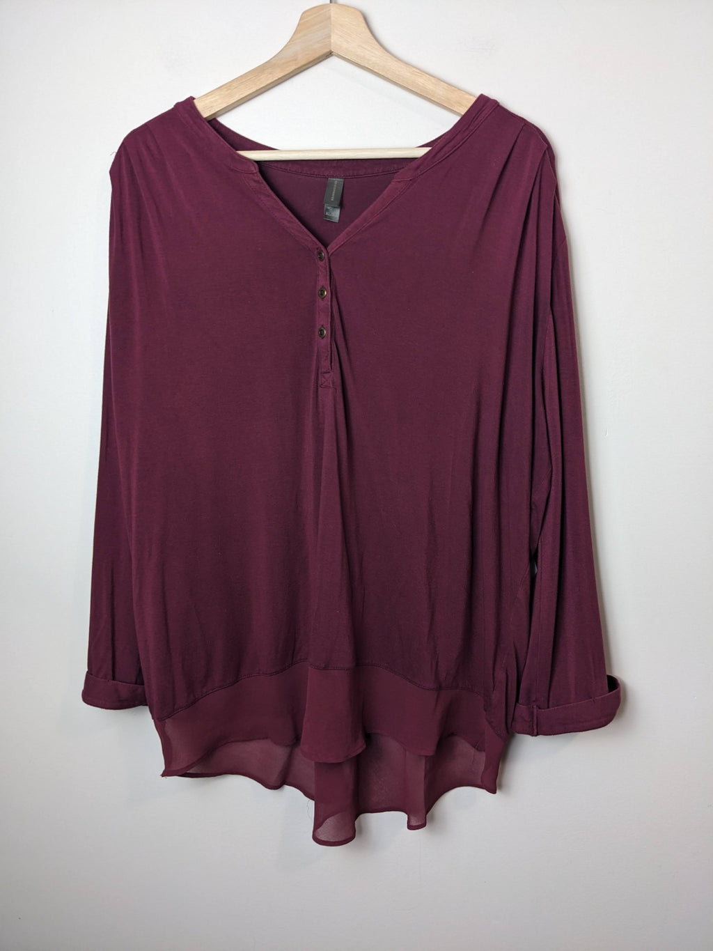Denver Hayes Maroon Long Sleeve Blouse - L