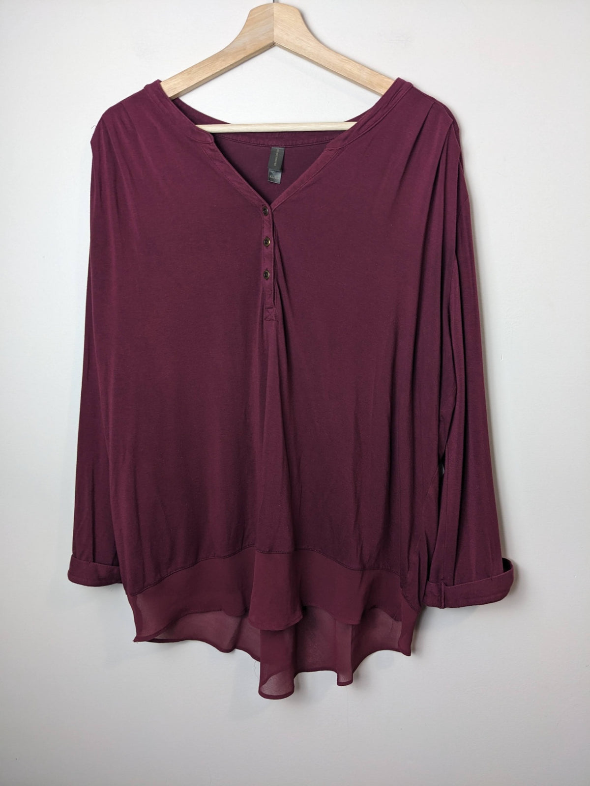 Denver Hayes Maroon Long Sleeve Blouse - L