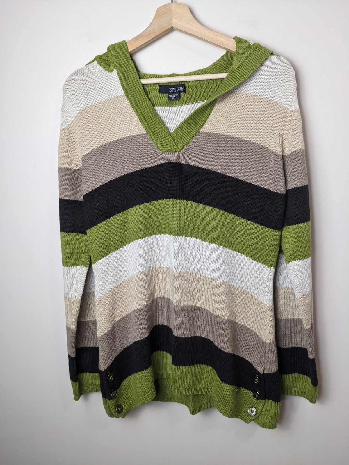 Point Zero Striped Hooded Sweater - XL
